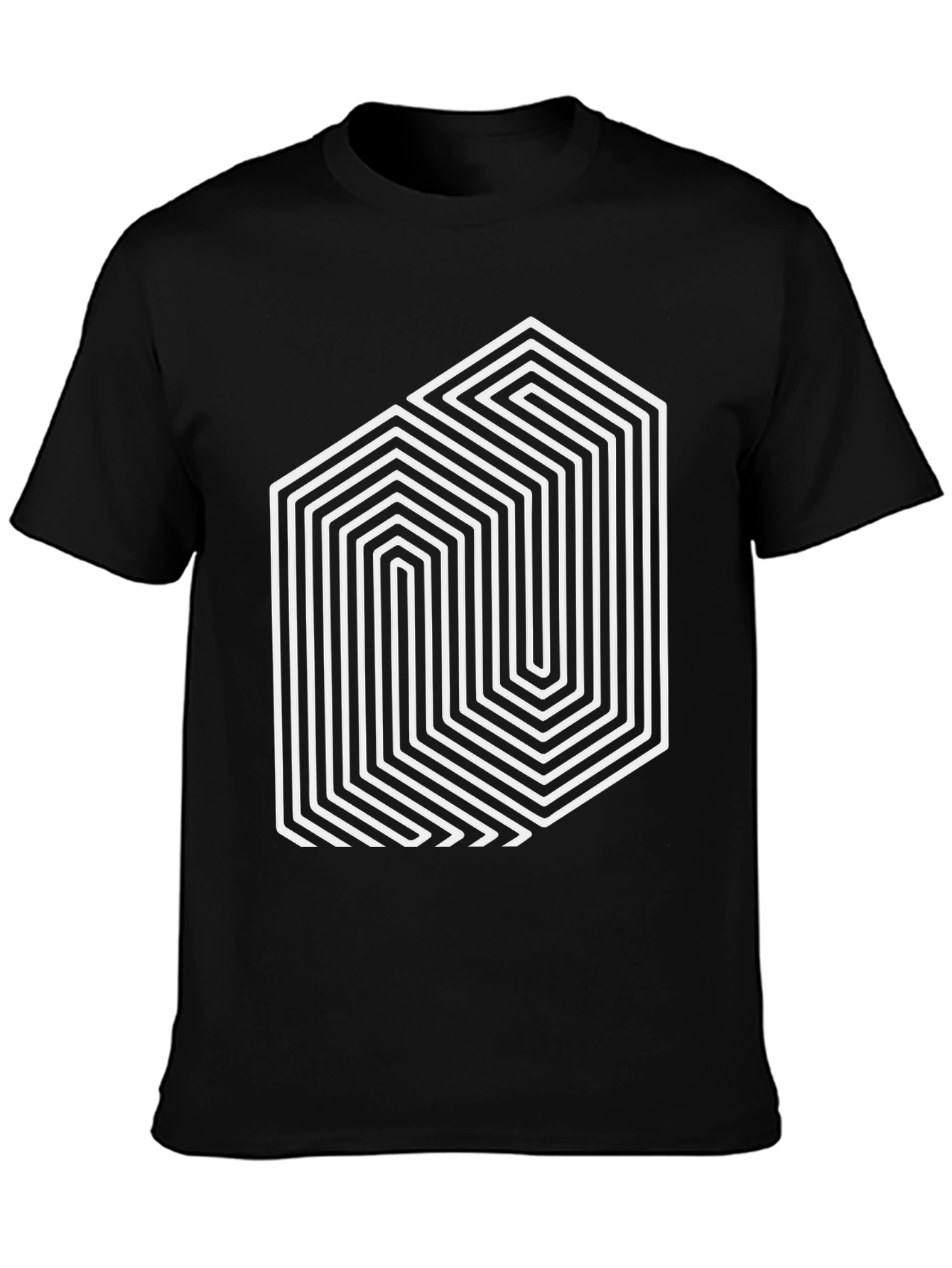 Geometric Illusion Graphic Tee - Black