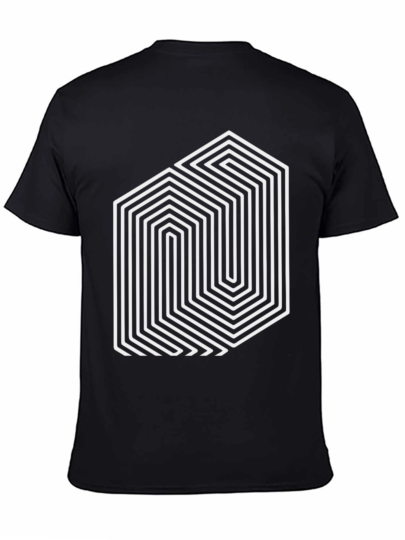 Geometric Illusion Graphic Tee - Black
