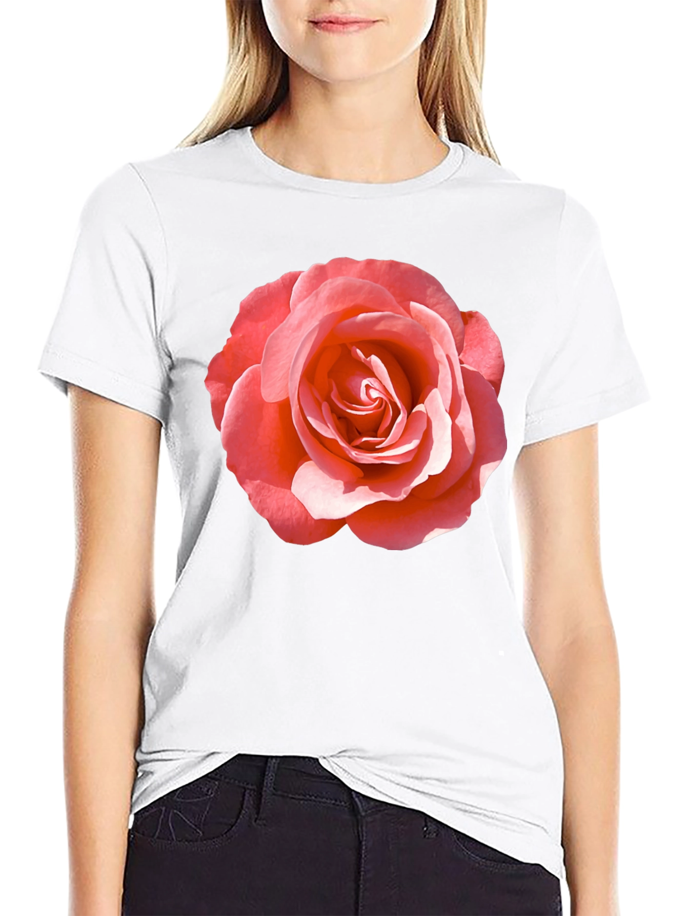Rose Graphic Tee - Classic Black Cotton Comfort