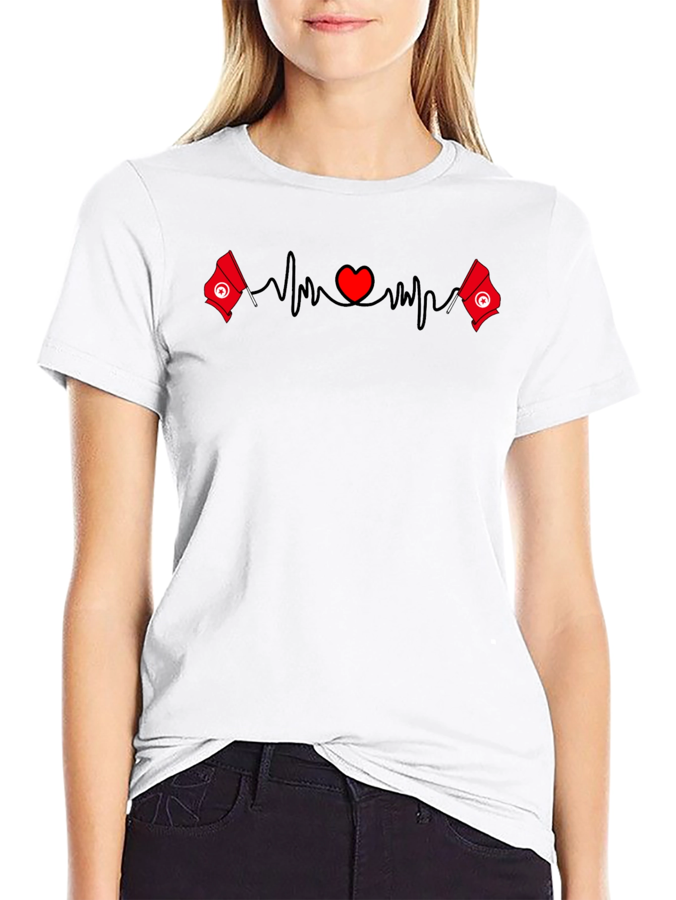 Tunisia Heartbeat T-Shirt - Tunisian Flag Love