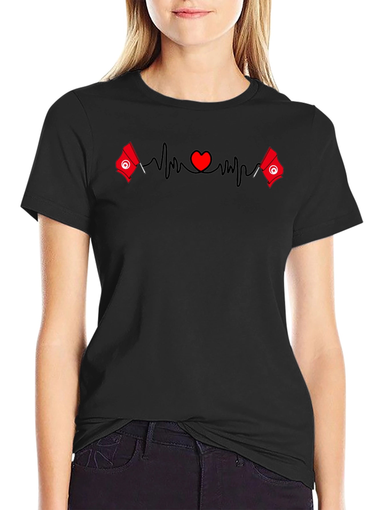 Tunisia Heartbeat T-Shirt - Tunisian Flag Love