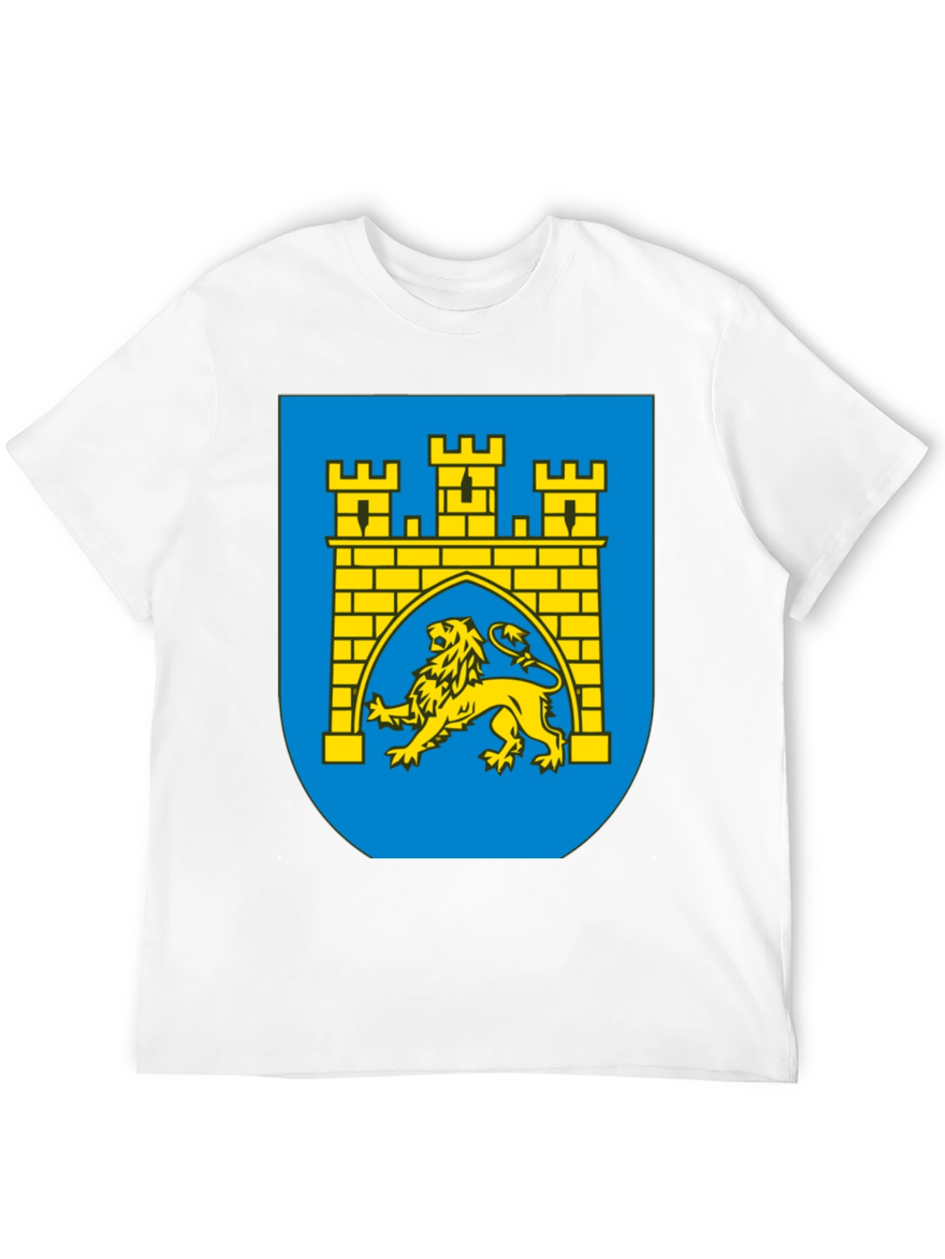 Black T-Shirt with Castle & Lion Graphic