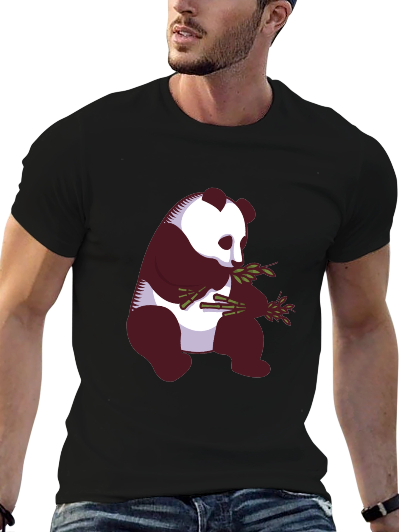 Panda Graphic Tee - Black Cotton Blend