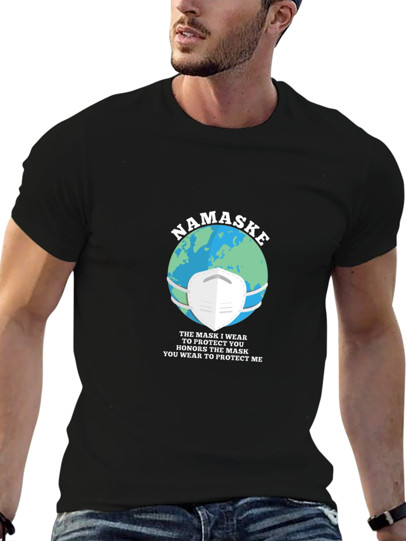 Namaste Earth Mask Graphic T-Shirt