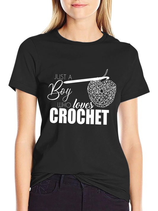 Just a Boy Who Loves Crochet T-Shirt - Black