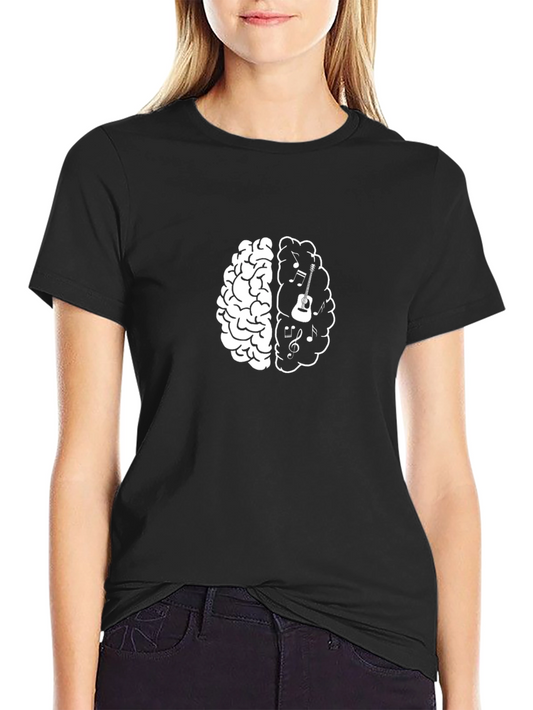 Music Brain Graphic Tee - Black Cotton T-Shirt