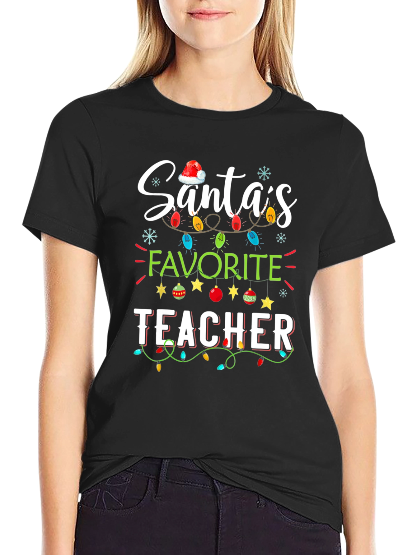 Santas Favorite Teacher Christmas T-Shirt