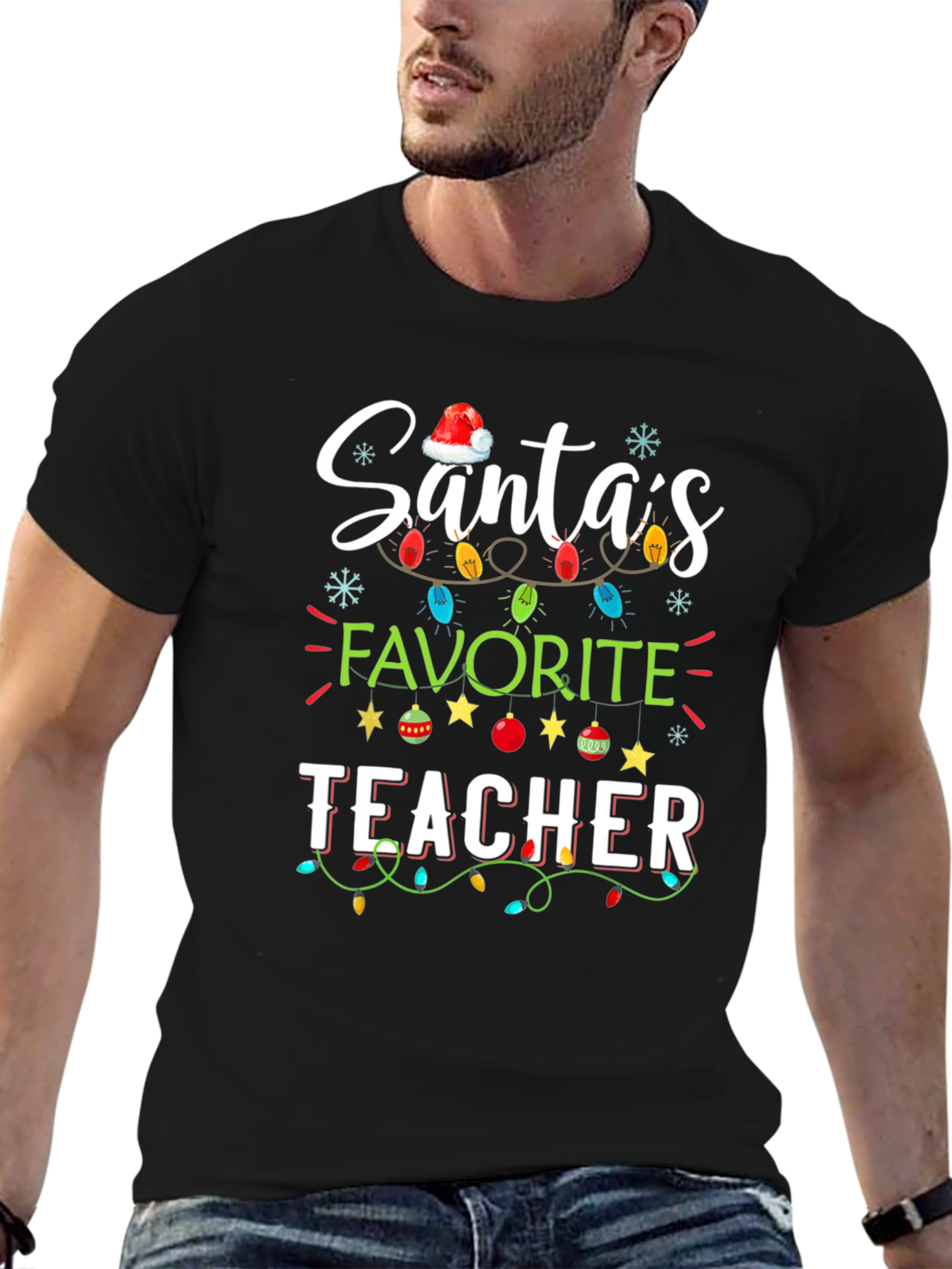 Santas Favorite Teacher Christmas T-Shirt
