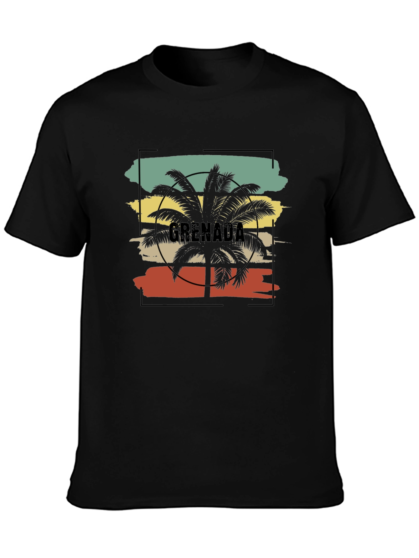 Grenada Palm Tree Black T-Shirt