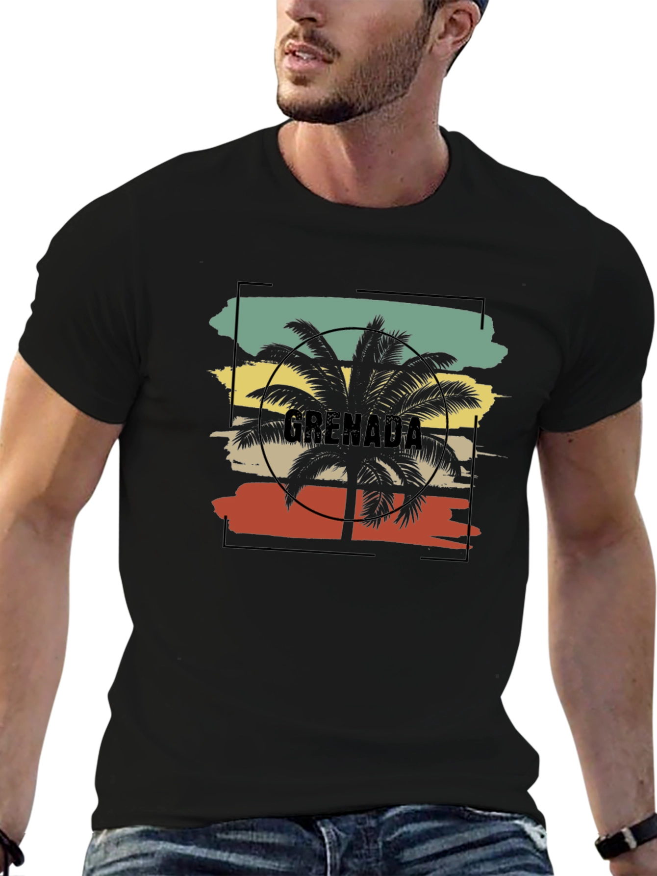Grenada Palm Tree Black T-Shirt