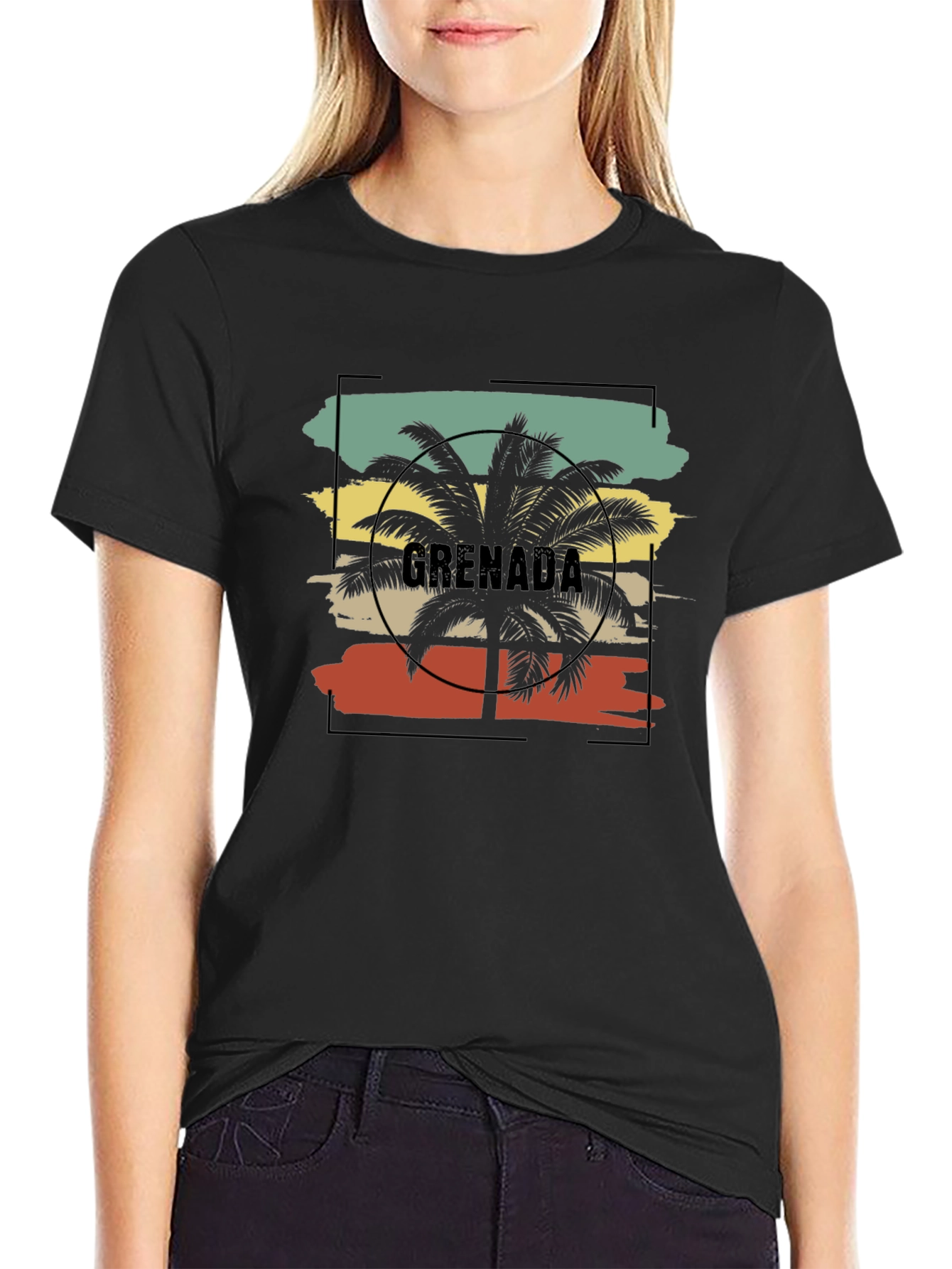 Grenada Palm Tree Black T-Shirt