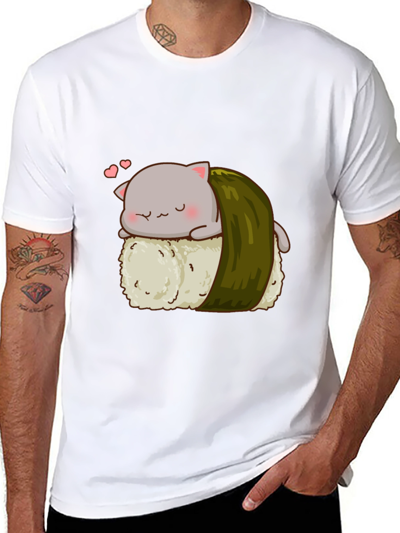 Sushi Cat Black T-Shirt