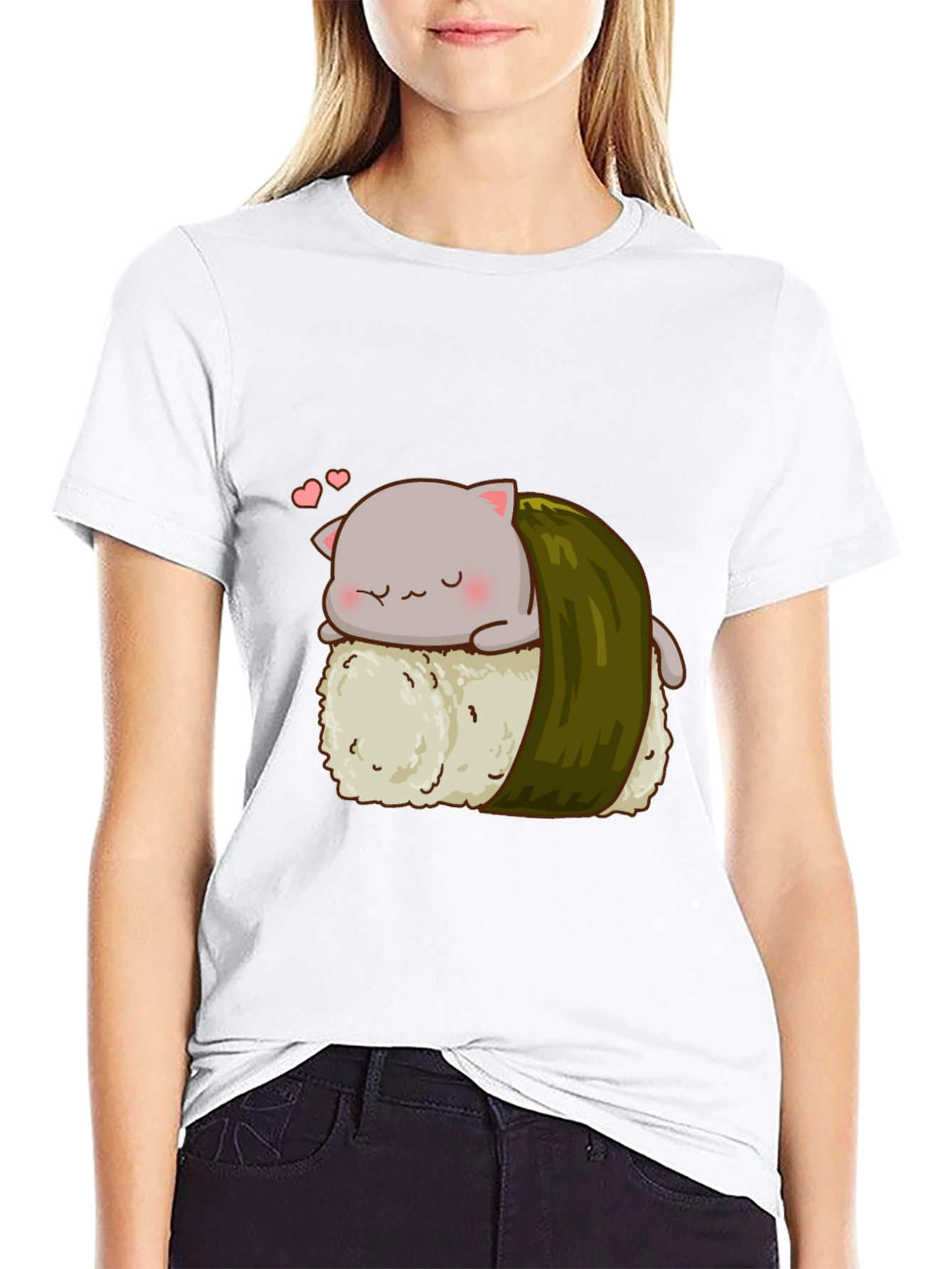 Sushi Cat Black T-Shirt