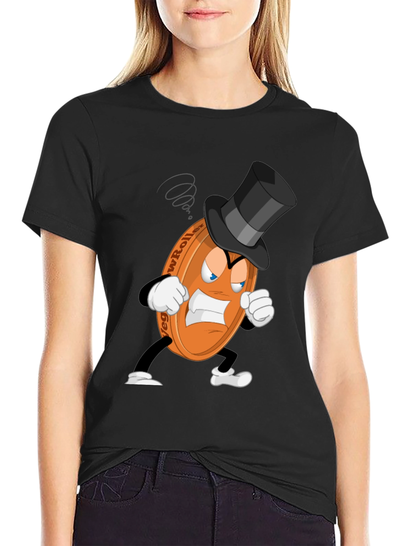 Angry Low Roller Cartoon Black T-shirt