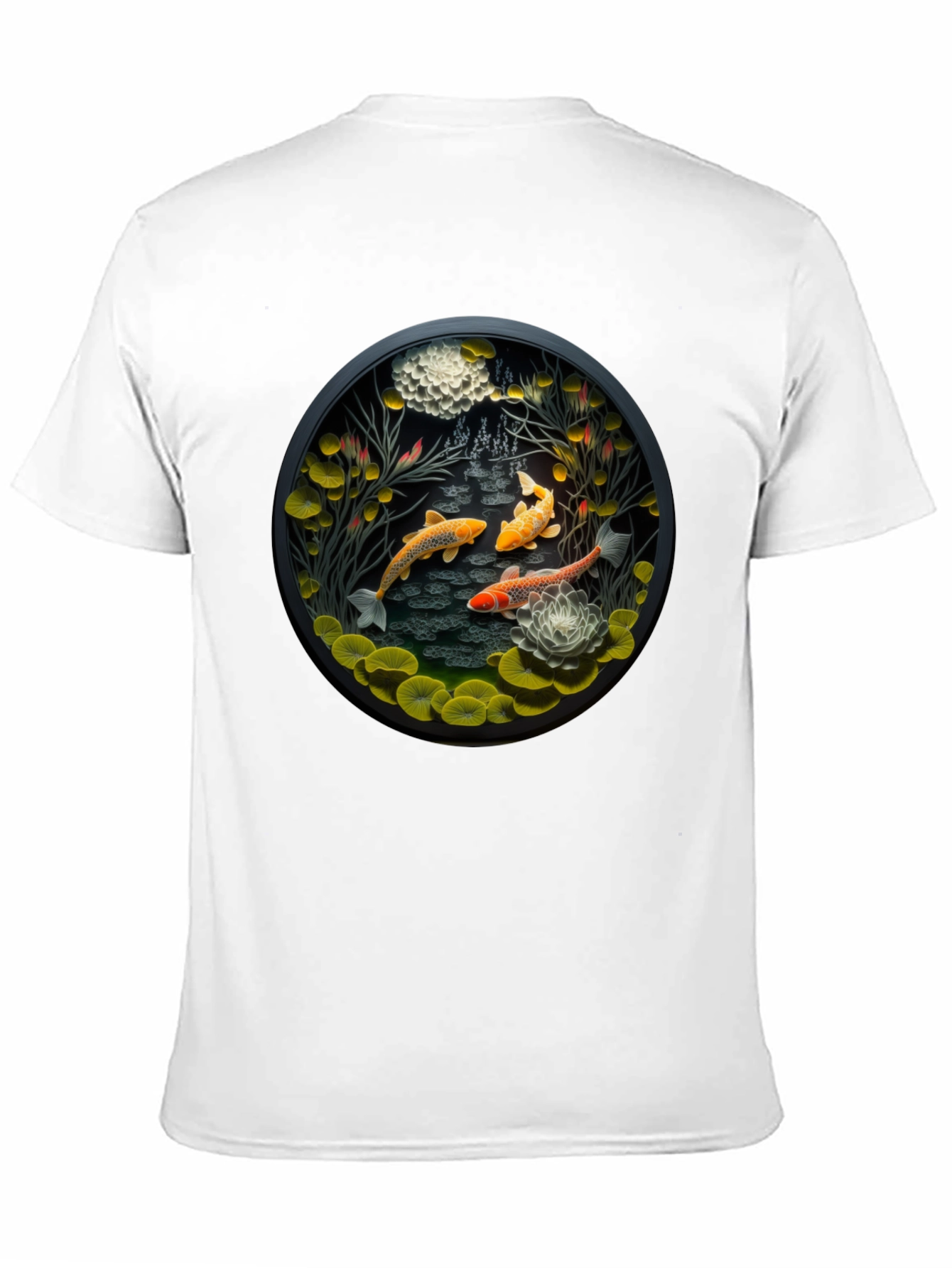 Koi Pond Graphic Tee - Stylish Black T-Shirt