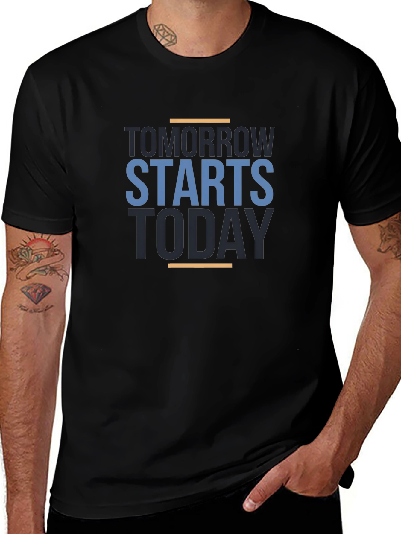 Motivational Tomorrow Starts Today Black T-Shirt