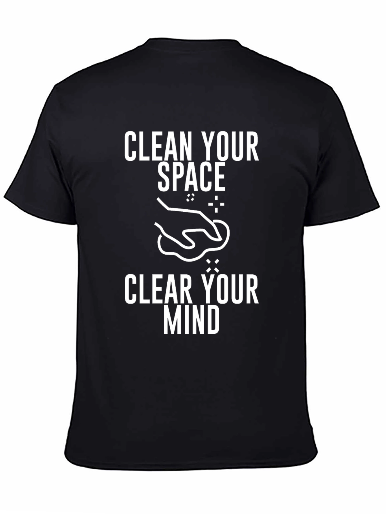 Clean Your Space Graphic Tee - Black Cotton Blend