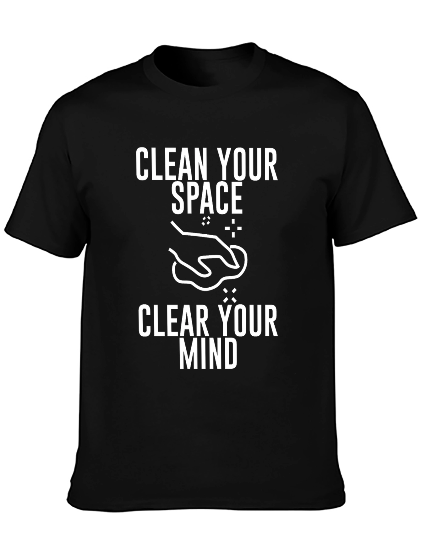 Clean Your Space Graphic Tee - Black Cotton Blend