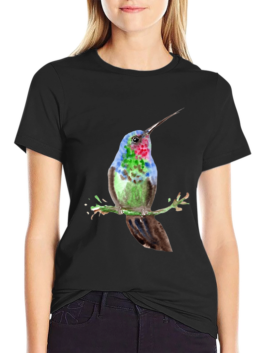 Hummingbird Graphic Tee - Watercolor Bird Shirt
