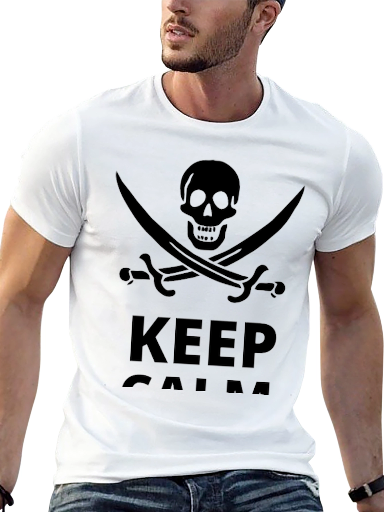 Skull & Swords Graphic Print Black T-Shirt