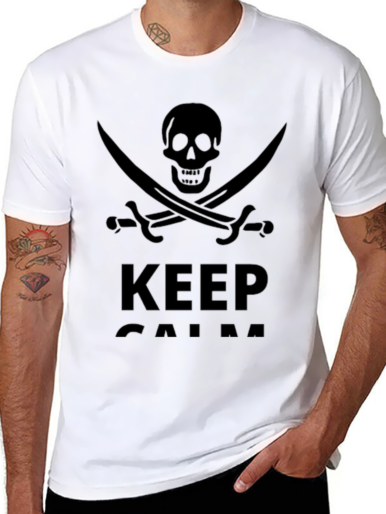 Skull & Swords Graphic Print Black T-Shirt