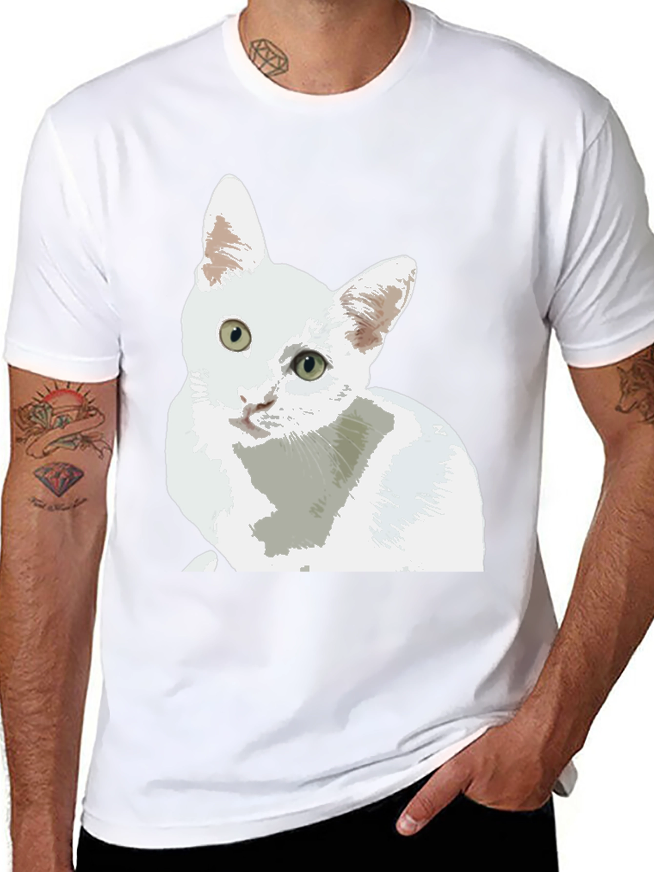 Cat Lover T-Shirt - Cute White Cat Design