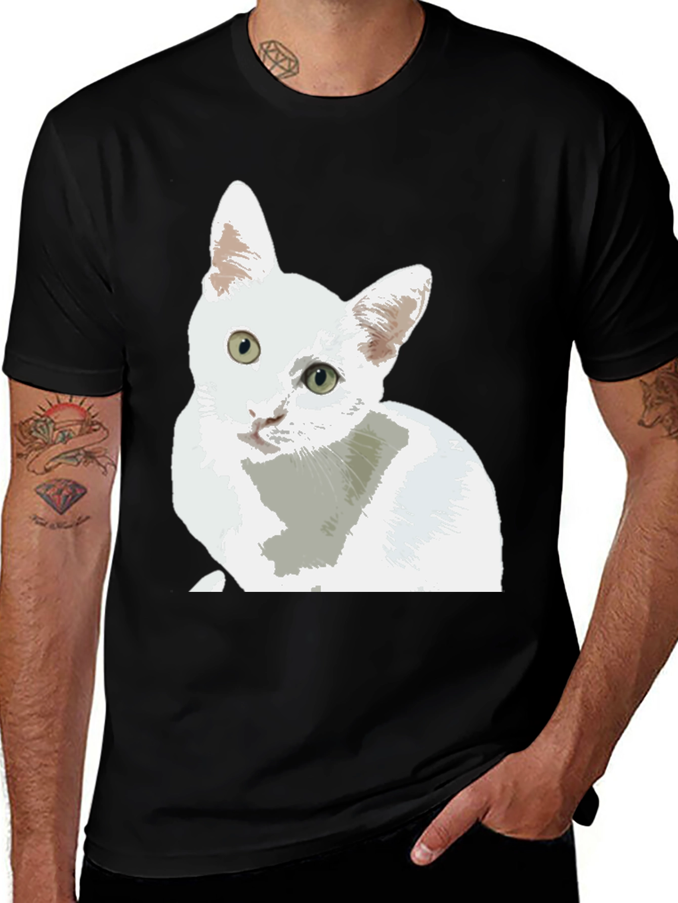 Cat Lover T-Shirt - Cute White Cat Design