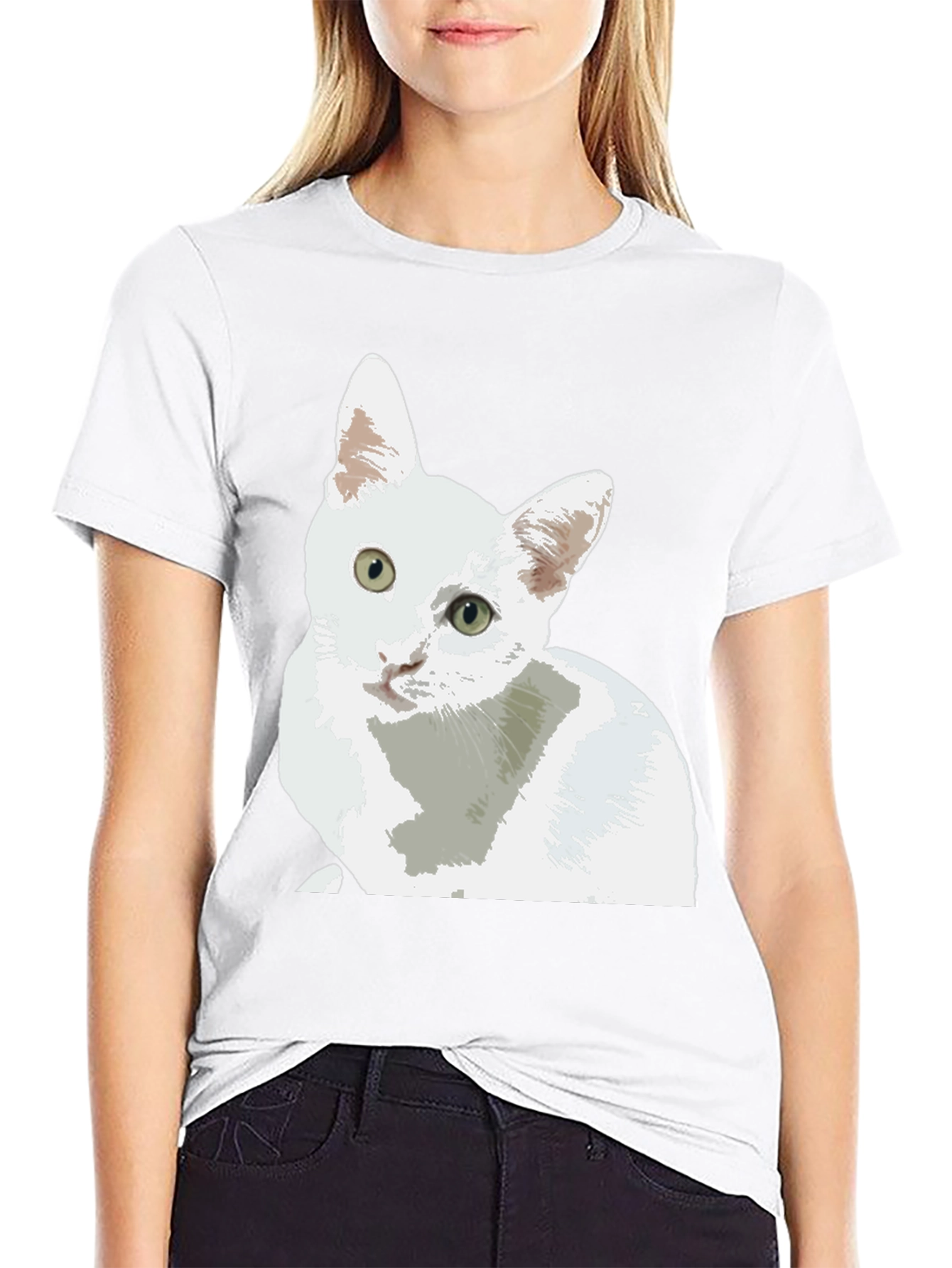 Cat Lover T-Shirt - Cute White Cat Design