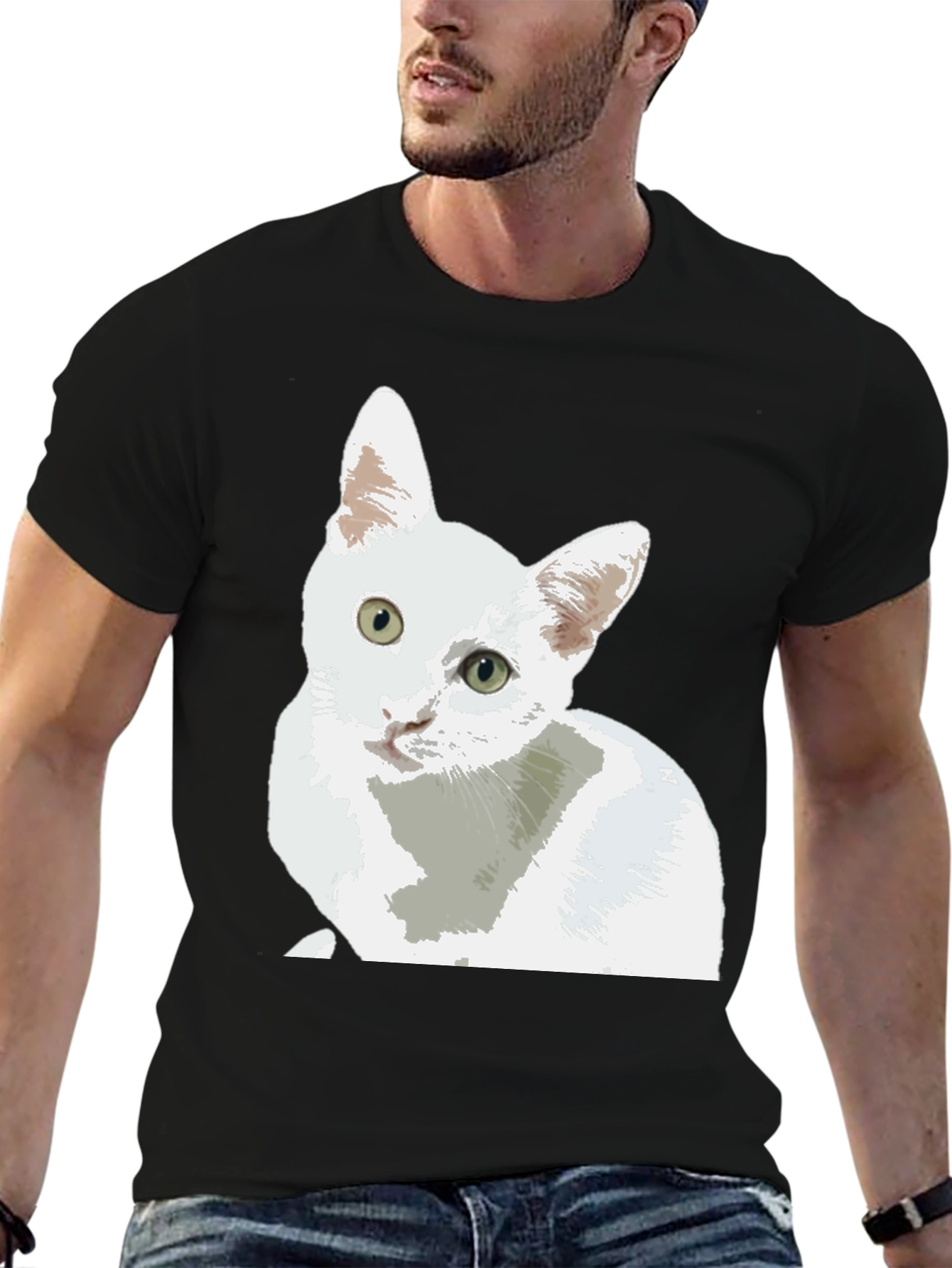 Cat Lover T-Shirt - Cute White Cat Design