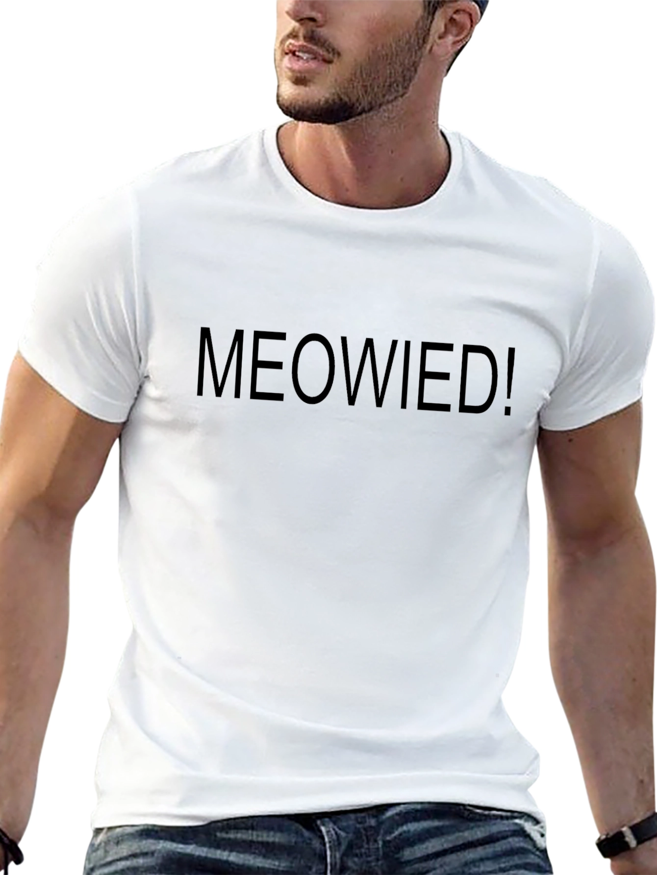 Meowied! Novelty Graphic T-Shirt - Black