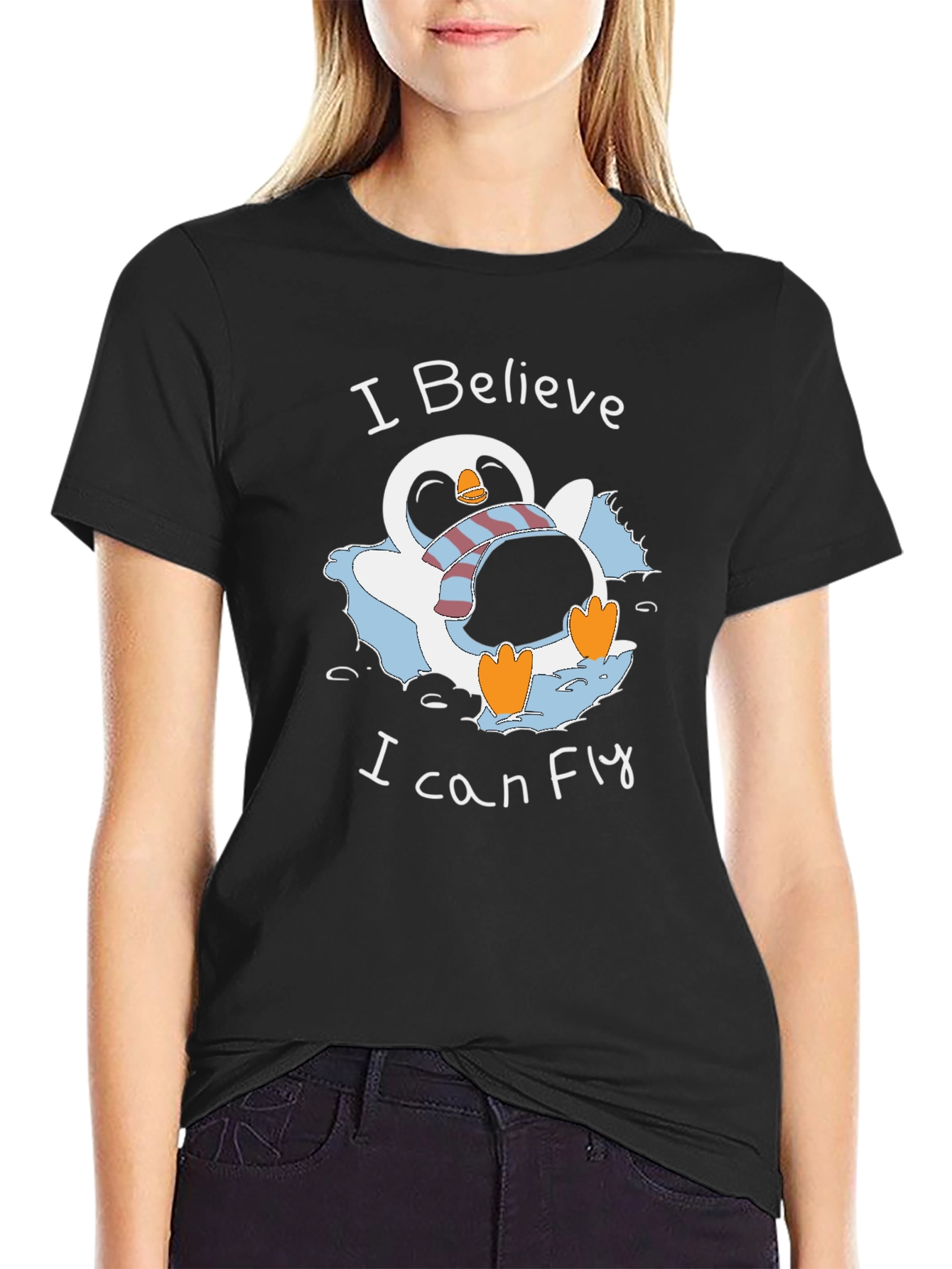 I Believe I Can Fly Penguin Graphic T-Shirt