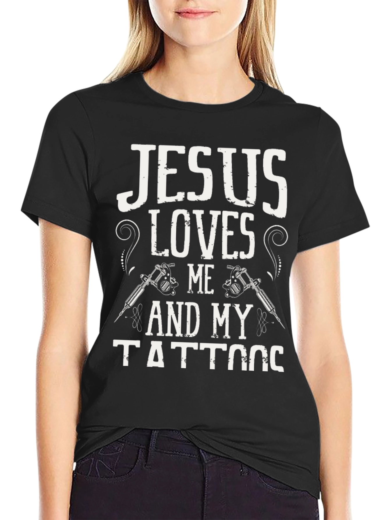 Jesus Loves Me and My Tattoos Graphic T-Shirt