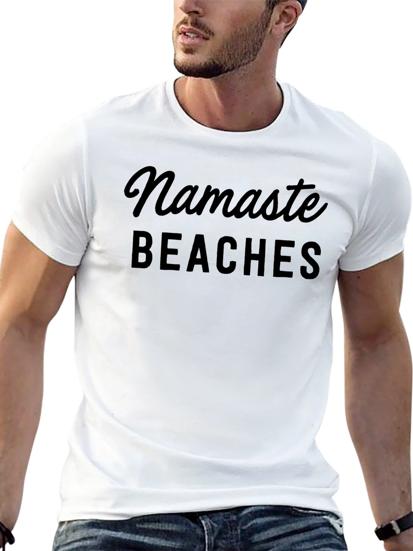 Namaste Beaches Black Graphic T-Shirt