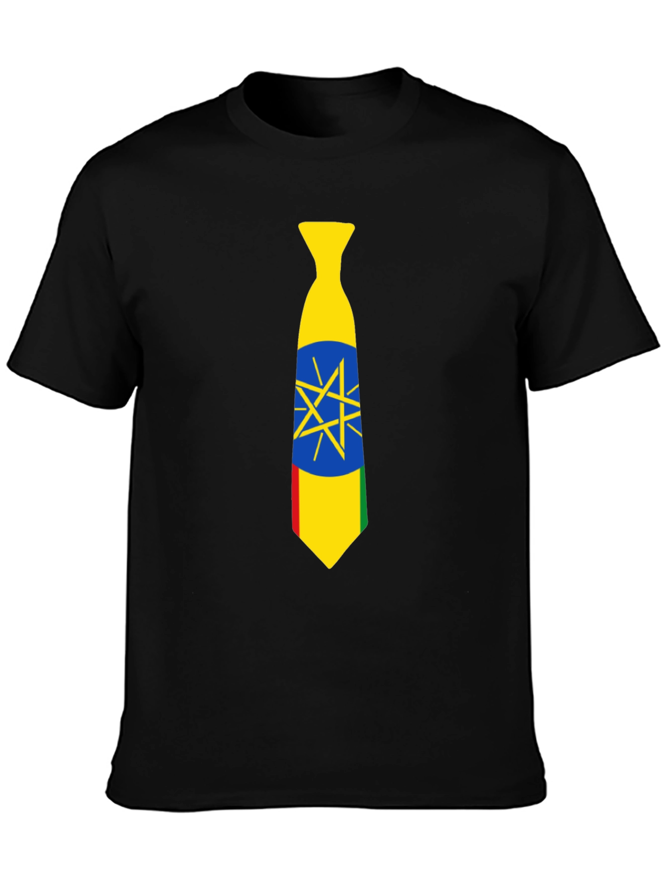 Ethiopian Flag Tie Graphic Tee - Black