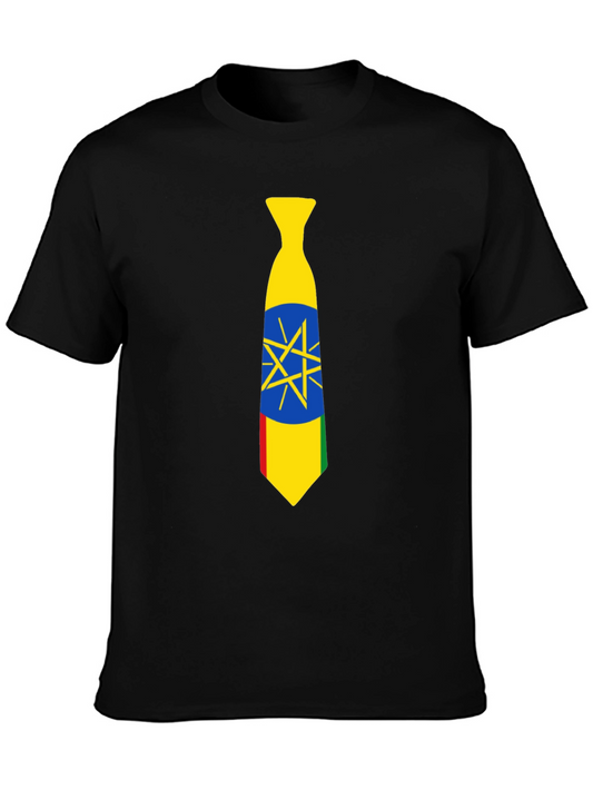 Ethiopian Flag Tie Graphic Tee - Black