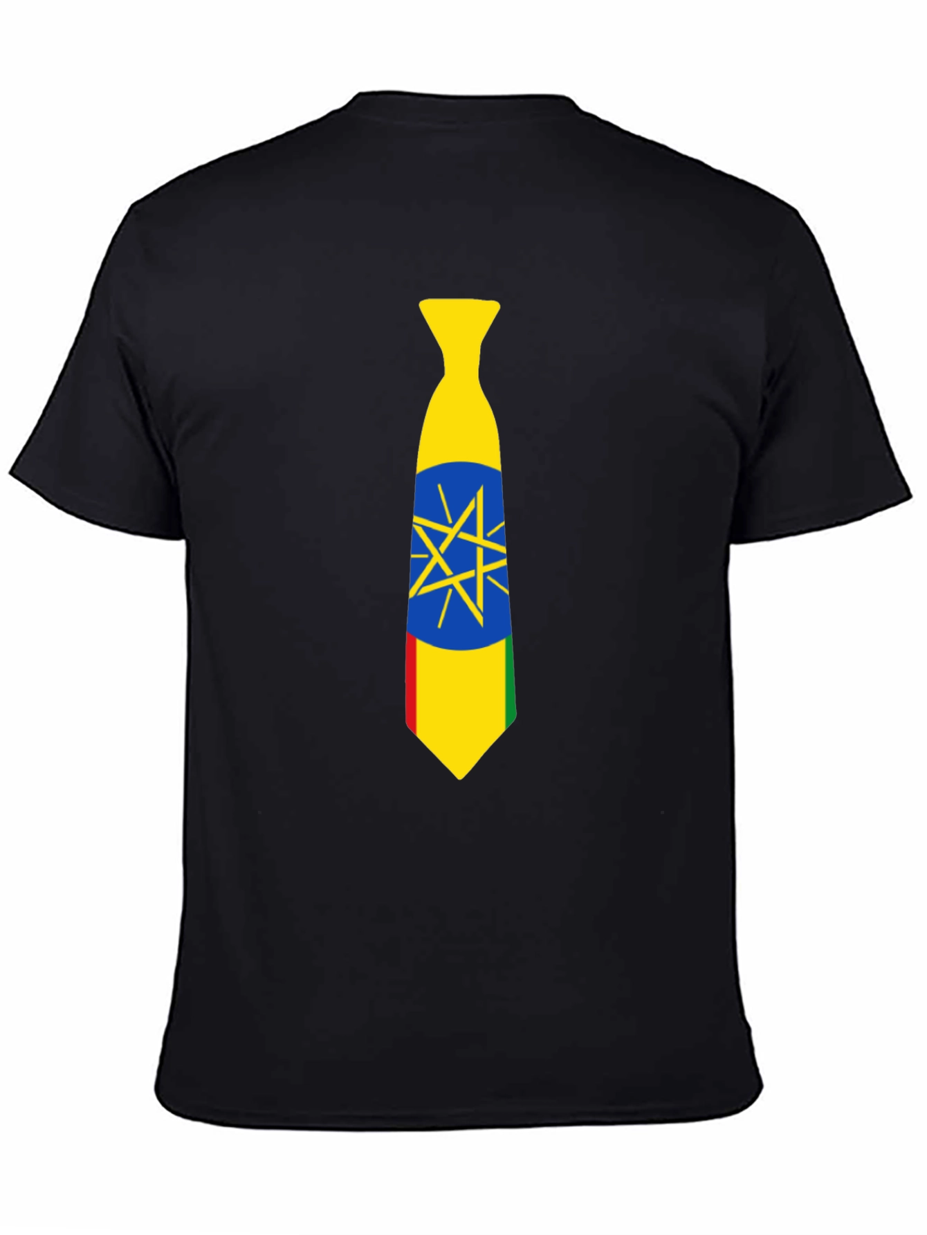 Ethiopian Flag Tie Graphic Tee - Black