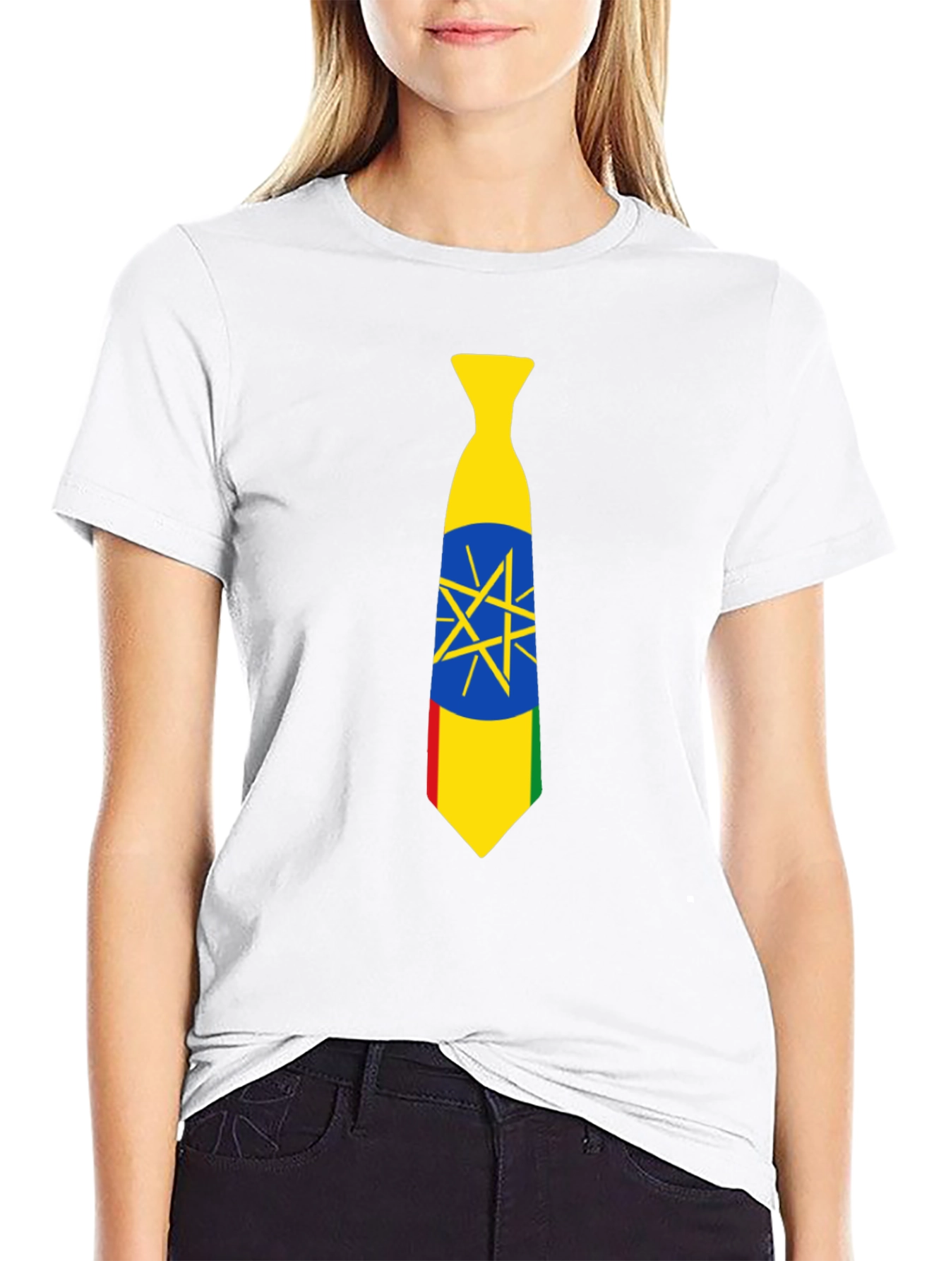 Ethiopian Flag Tie Graphic Tee - Black