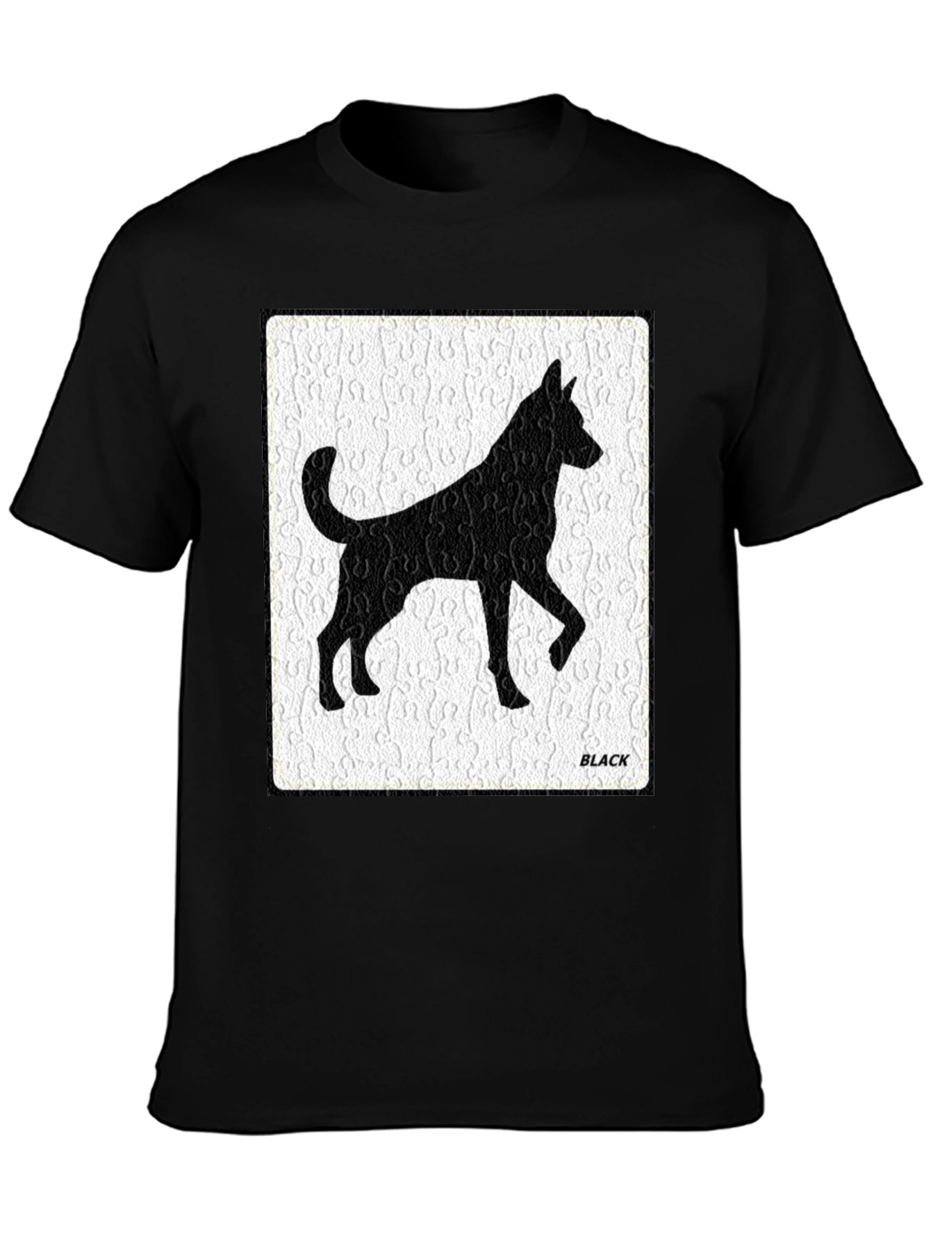 Black Dog Silhouette Tee - Puzzle Background