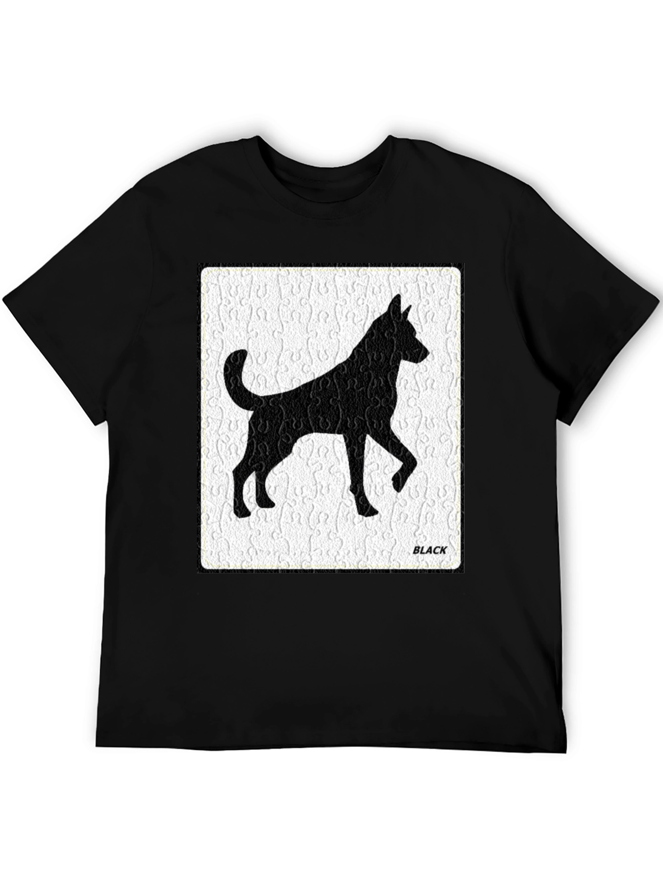 Black Dog Silhouette Tee - Puzzle Background