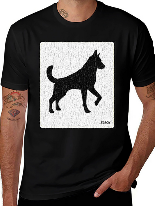 Black Dog Silhouette Tee - Puzzle Background