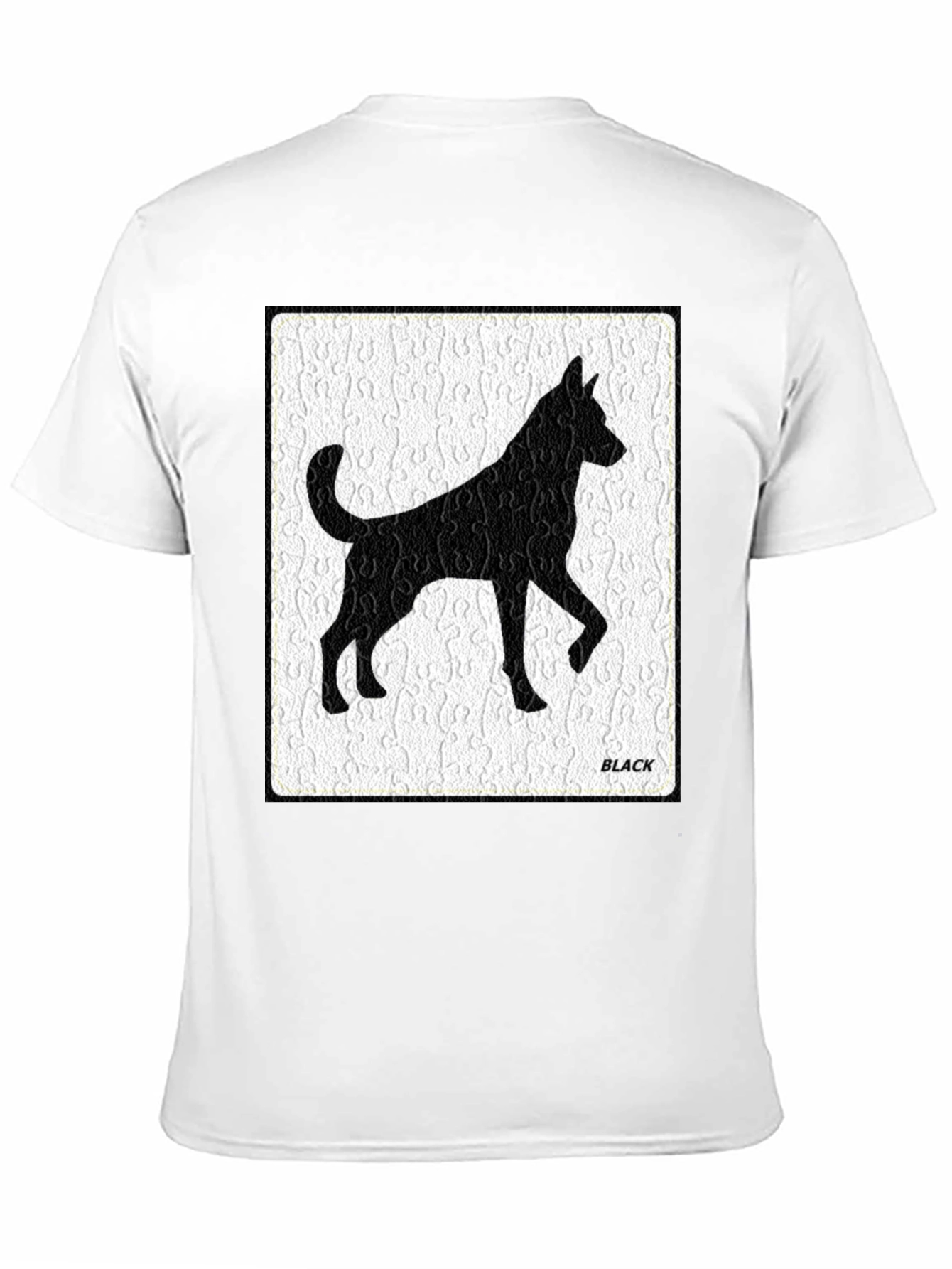 Black Dog Silhouette Tee - Puzzle Background