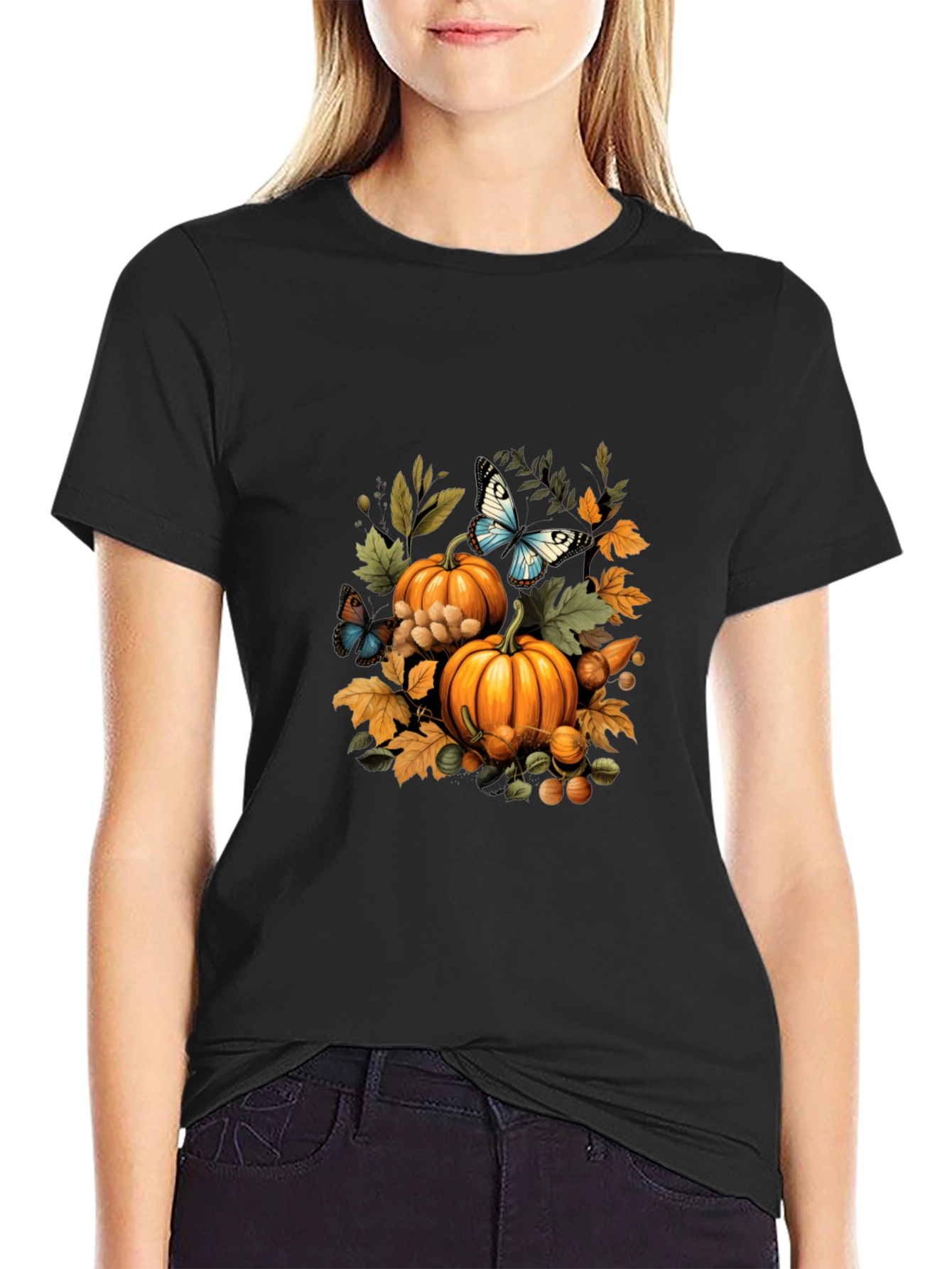 Autumn Harvest T-Shirt: Pumpkins & Butterflies