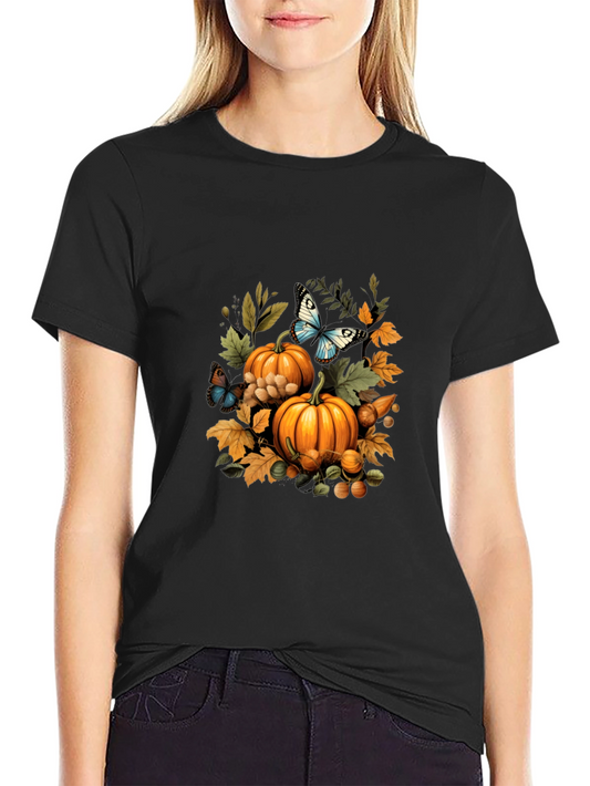 Autumn Harvest T-Shirt: Pumpkins & Butterflies
