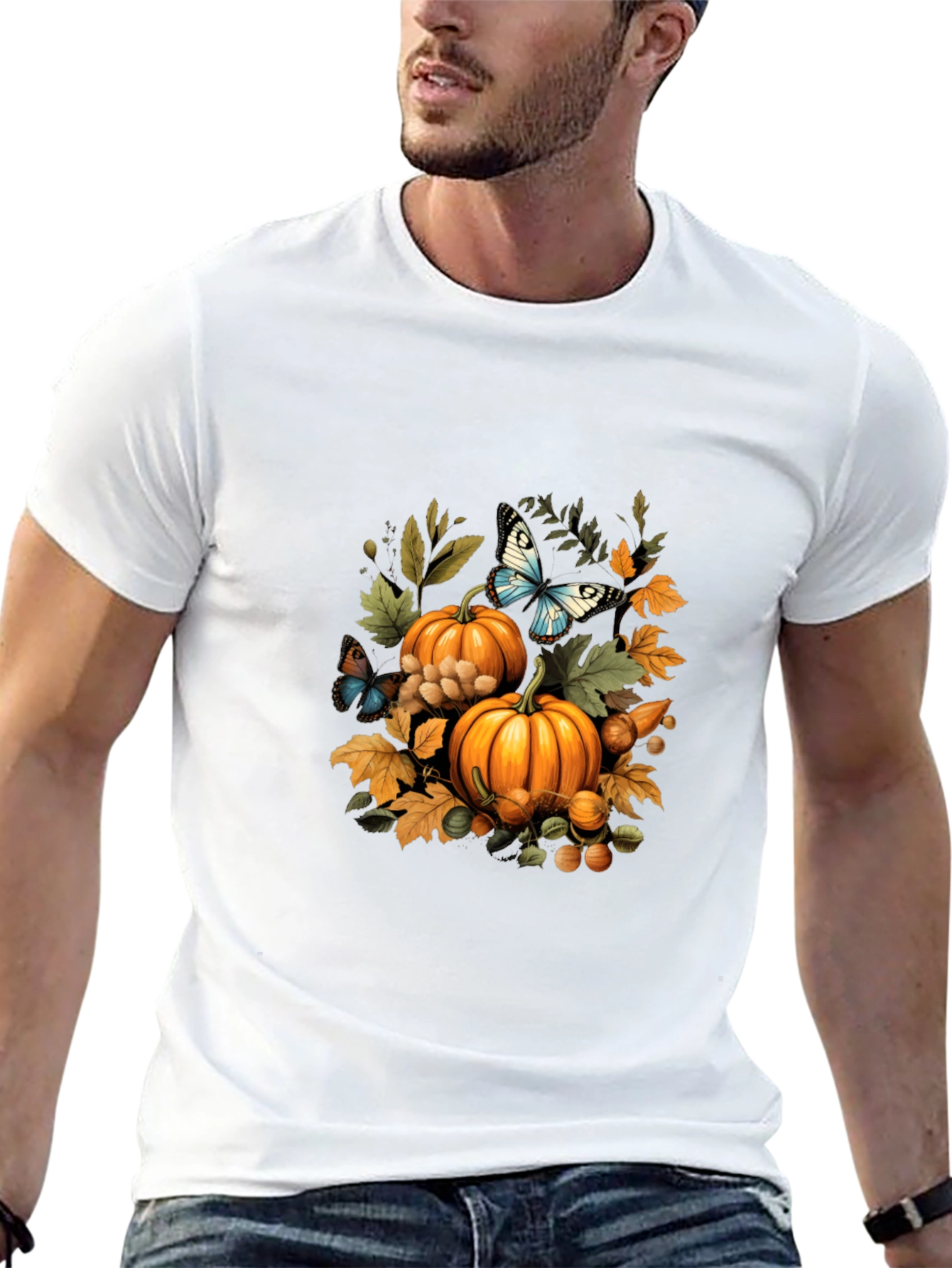 Autumn Harvest T-Shirt: Pumpkins & Butterflies