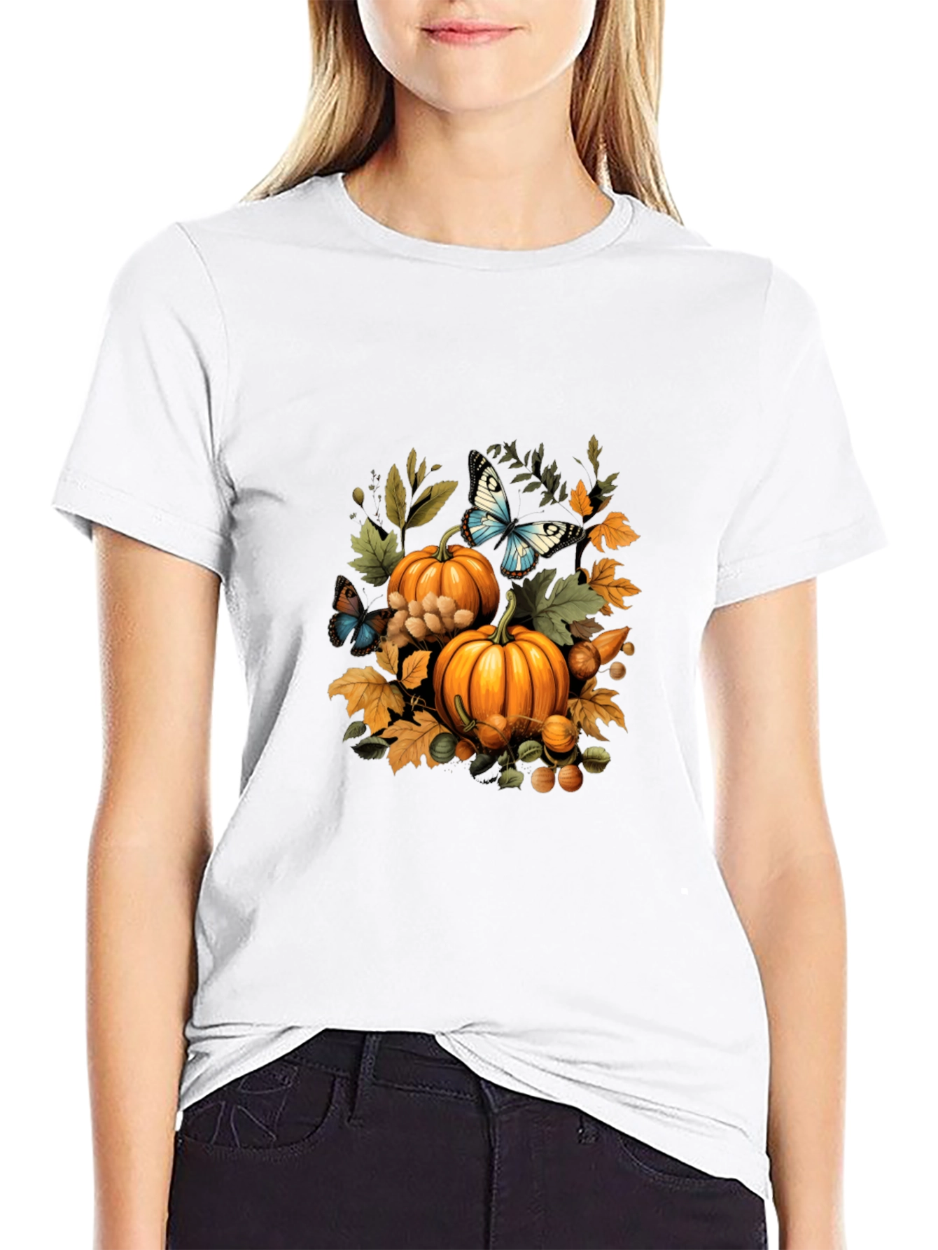 Autumn Harvest T-Shirt: Pumpkins & Butterflies