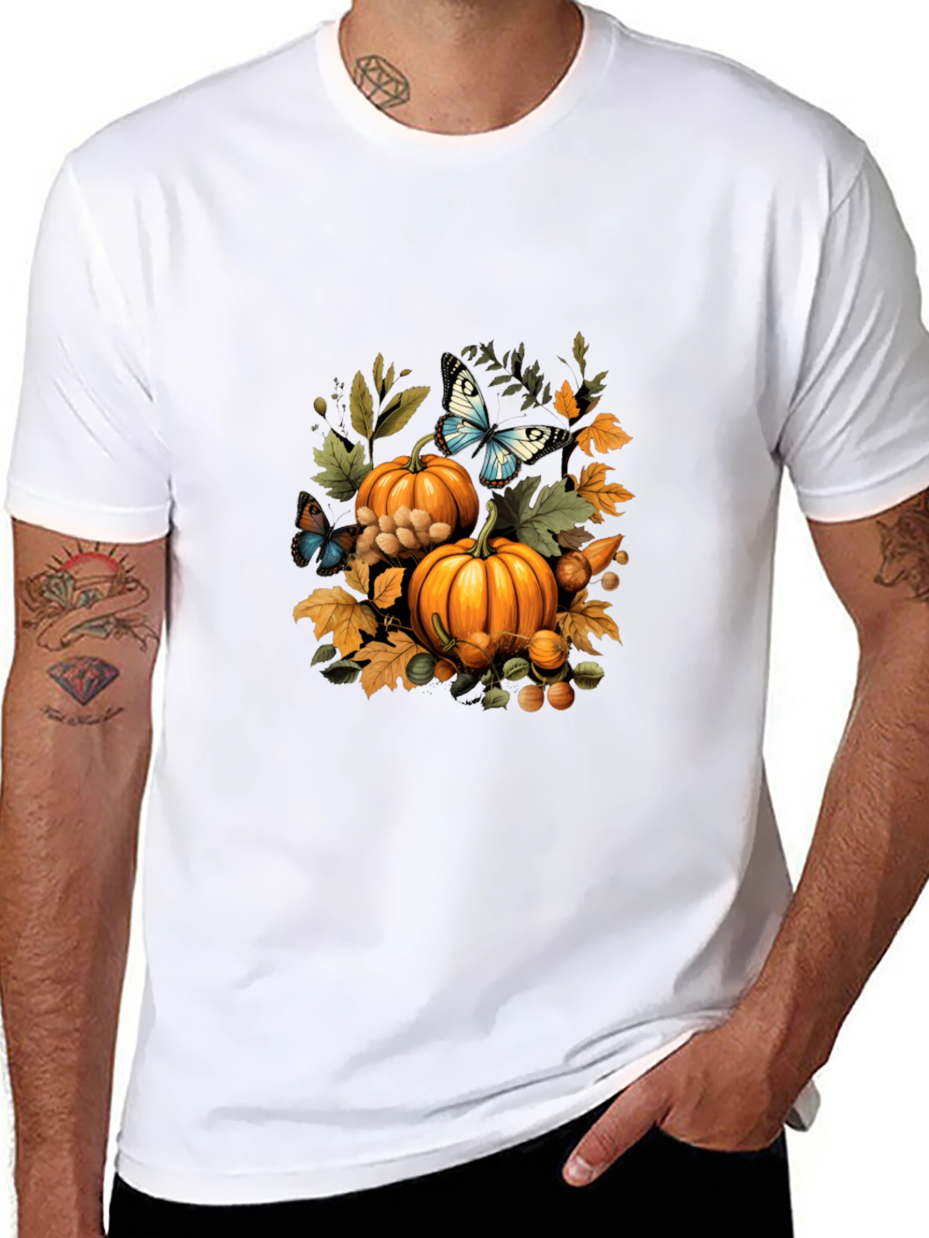 Autumn Harvest T-Shirt: Pumpkins & Butterflies