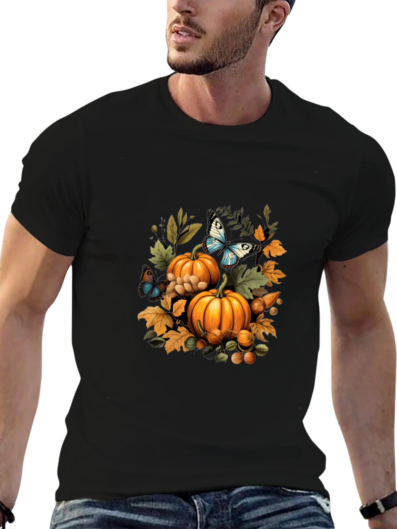 Autumn Harvest T-Shirt: Pumpkins & Butterflies