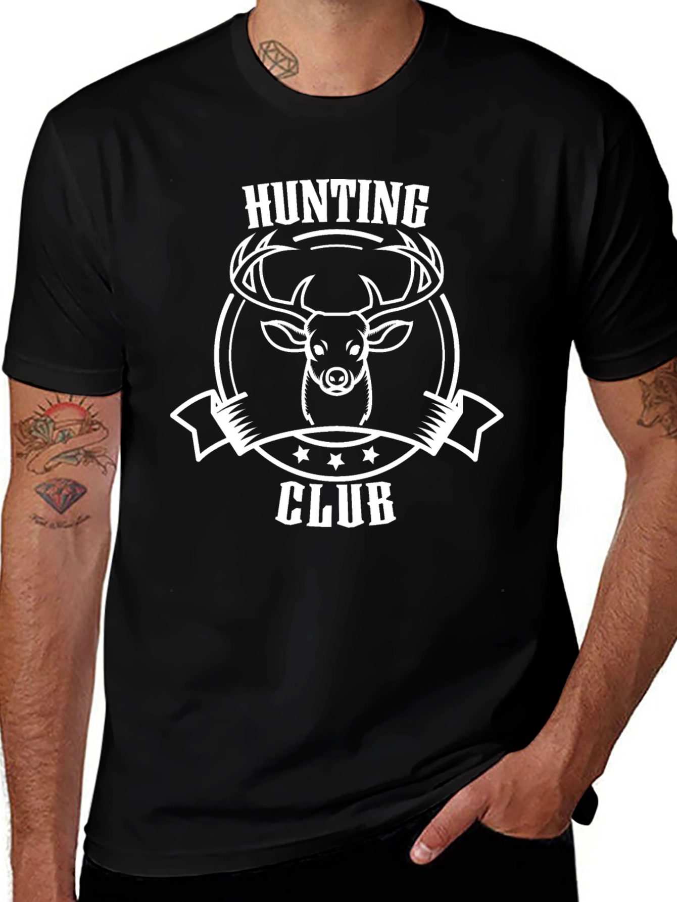 Hunting Club Deer Graphic Black T-Shirt