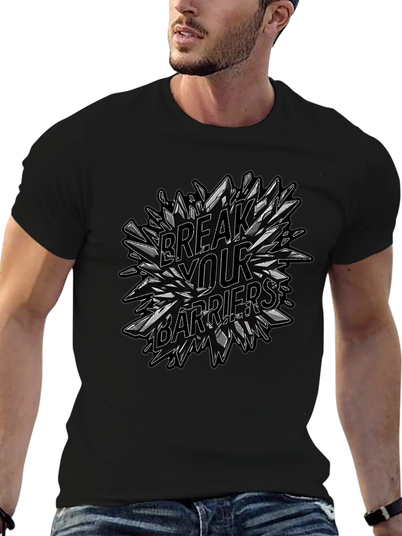 Break Your Barriers Graphic Black Tee