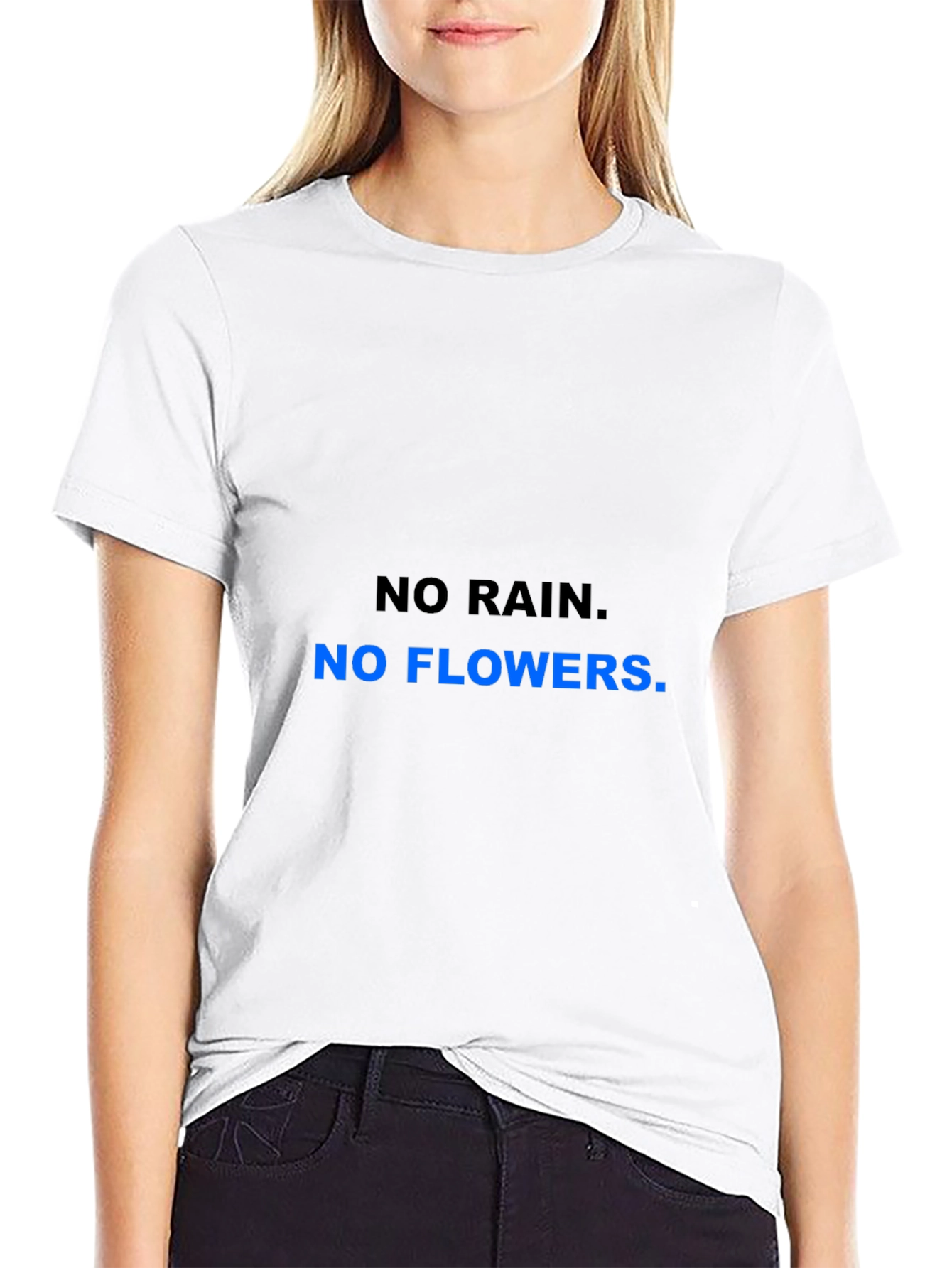 Motivational No Rain No Flowers Black T-Shirt
